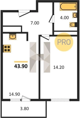 Купить однокомнатную квартиру в Удмуртской Республике. Вариант № 70576, 0, площадь -  квм, цена 3406640 рублей