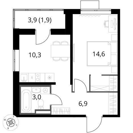 Купить однокомнатную квартиру в ЖК 1-й Донской в Московской области. Вариант № 9905571, 0, площадь - квм, цена 11600870 рублей