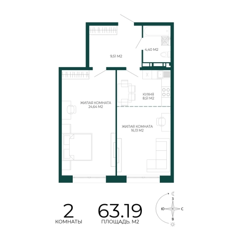 Купить двухкомнатную квартиру в ЖК Жилой комплекс "Чаадаев" в Пензе. Вариант № 5388281, 0, площадь -  квм, цена 5592315 рублей