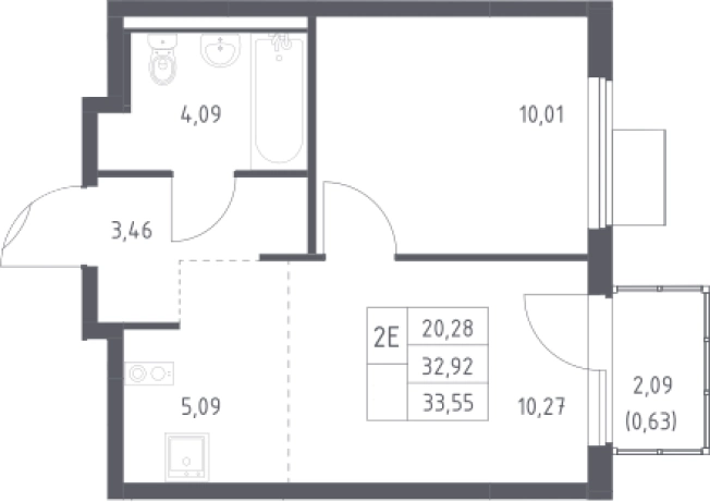 Купить однокомнатную квартиру в новостройках в Видном. Вариант № 3251793, 0, площадь -  квм, цена 7502283 рублей