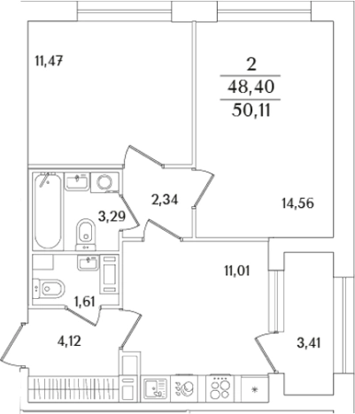 Купить двухкомнатную квартиру в новостройках у метро Выборгская в Санкт-Петербурге. Вариант № 6233825, 0, площадь -  квм, цена 17137918 рублей