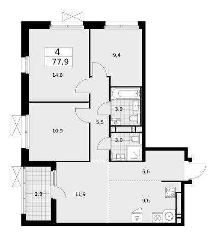 Купить четырехкомнатную квартиру у метро Потапово в Москве. Вариант № 143079, 0, площадь -  квм, цена 34078134 рублей