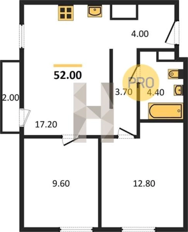 Купить двухкомнатную квартиру в ЖК Тринити в Ижевске. Вариант № 62714, 0, площадь -  квм, цена 3544660 рублей