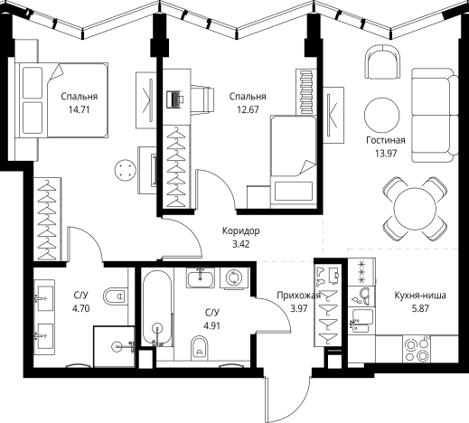 Купить квартиру в новостройках у метро ВДНХ в Москве. Вариант № 5323544, 0, площадь -  квм, цена 42764098 рублей
