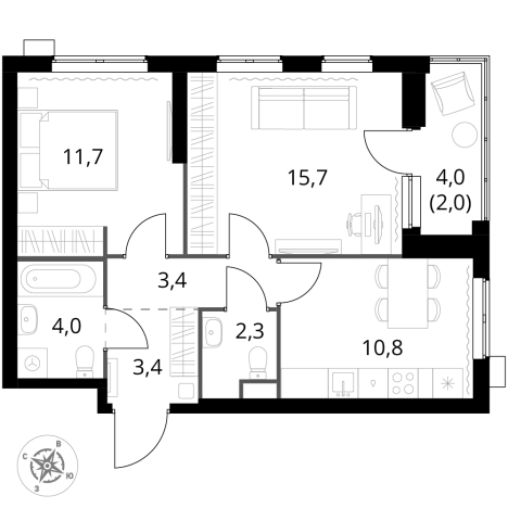 Купить двухкомнатную квартиру в новостройках в районе Гольяново в Москве. Вариант № 3579250, 0, площадь -  квм, цена 25274860 рублей