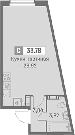 Купить Студию в ЖК Графика в Мурине. Вариант № 9099836, 0, площадь -  квм, цена 6916645 рублей