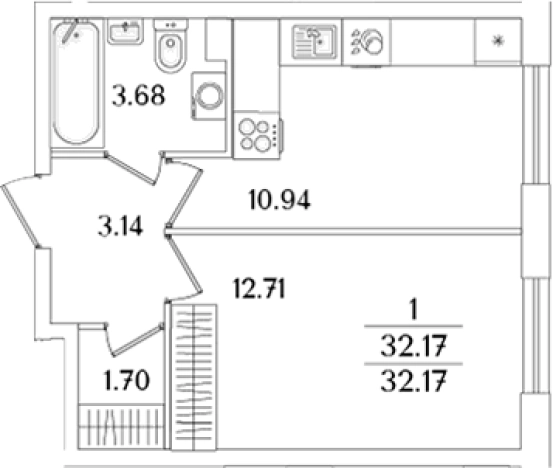 Купить однокомнатную квартиру в районе исторический  Сосновая Поляна в Санкт-Петербурге. Вариант № 6712895, 0, площадь -  квм, цена 10424391 рублей