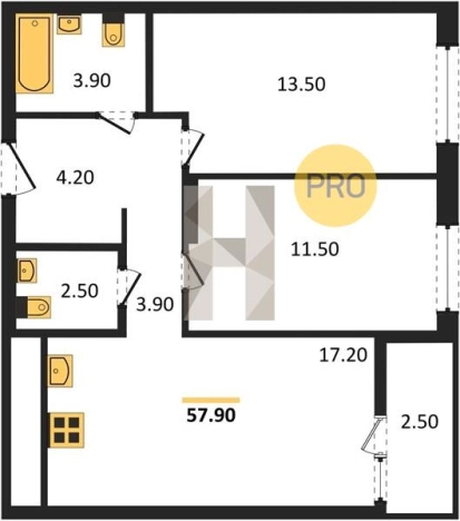 Купить двухкомнатную квартиру в ЖК Покровский в Ижевске. Вариант № 68589, 0, площадь -  квм, цена 4321800 рублей