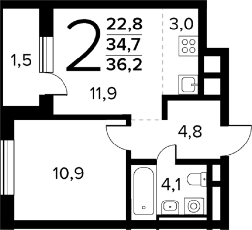 Купить квартиру у метро Новомосковская в Москве. Вариант № 169248, 0, площадь -  квм, цена 10191000 рублей