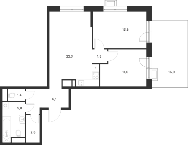 Купить двухкомнатную квартиру на улице Разведчика Дейча в Москве. Вариант № 10013326, 0, площадь -  квм, цена 23432000 рублей