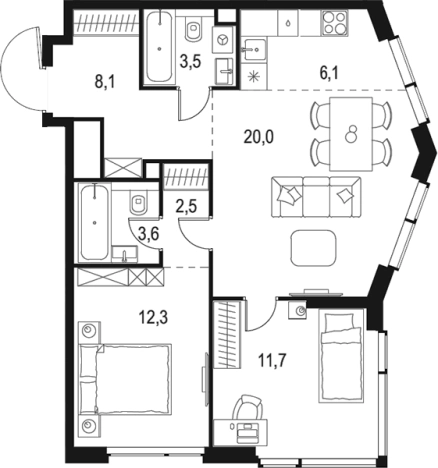 Купить квартиру в ЖК Level Мичуринский в Москве. Вариант № 202815, 0, площадь - квм, цена 29948450 рублей