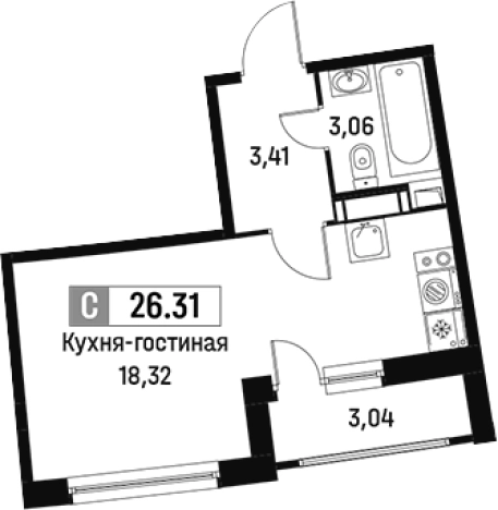 . Вариант № 6212351, 0, площадь - 24.79 квм, цена 5271212 рублей