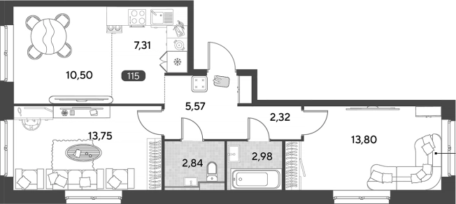 Купить трехкомнатную квартиру в Калуге. Вариант № 121836, 0, площадь -  квм, цена 7131876 рублей