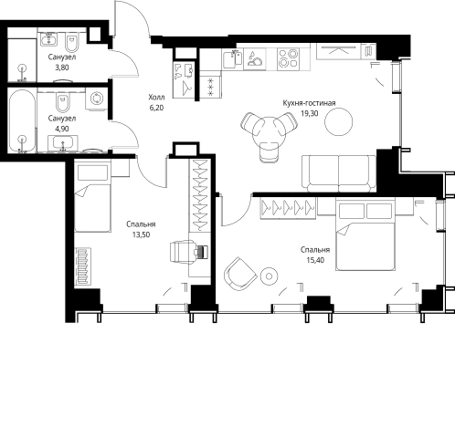 Купить двухкомнатную квартиру в новостройках в ЖК VEER в Москве. Вариант № 10381404, 0, площадь -  квм, цена 35137200 рублей
