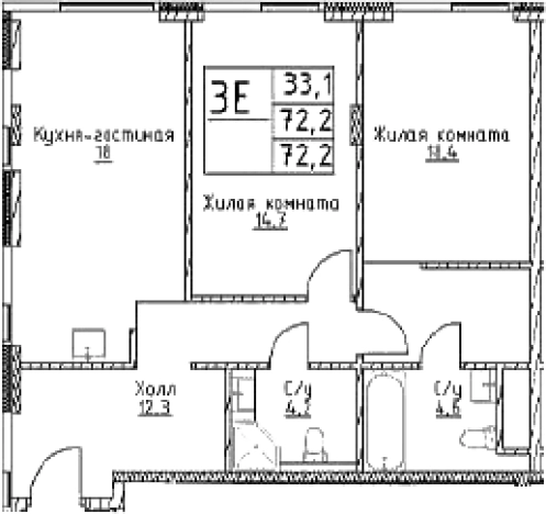 Купить двухкомнатную квартиру в районе Черёмушки в Москве. Вариант № 10308016, 0, площадь -  квм, цена 19982520 рублей