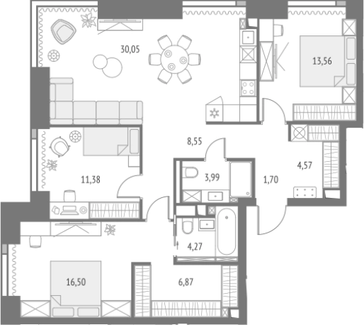Купить трехкомнатную квартиру у метро Бутырская в Москве. Вариант № 103981, 0, площадь -  квм, цена 62923539 рублей