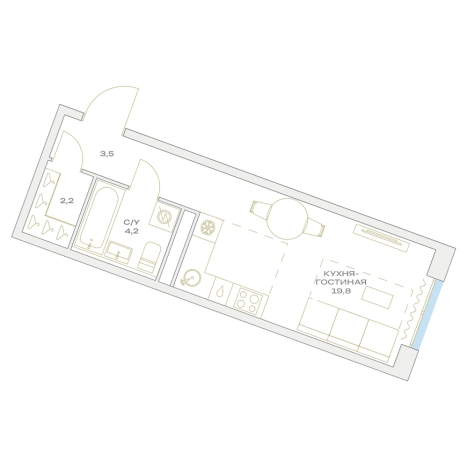 Купить Студию у метро Аэропорт Внуково в Москве. Вариант № 876788, 0, площадь -  квм, цена 14211733 рублей