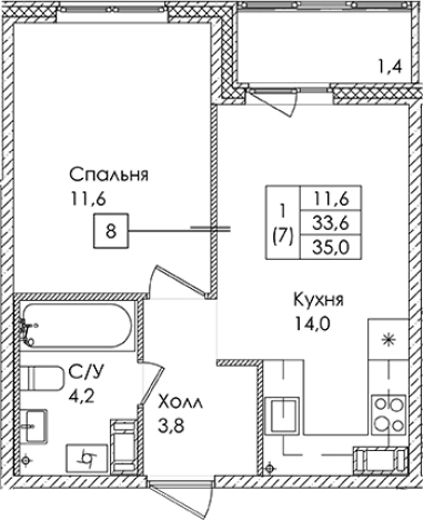 Купить квартиру в ЖК Ермак в Ленинградской области. Вариант № 6609769, 0, площадь -  квм, цена 5120000 рублей