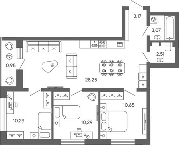 Купить трехкомнатную квартиру в ЖК «Эко Квартал Гармония» в Ленинградской области. Вариант № 7827932, 0, площадь -  квм, цена 10169460 рублей