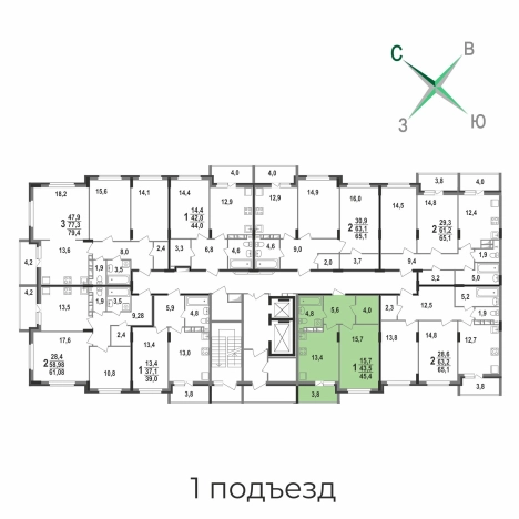 Купить однокомнатную квартиру в Микрорайоне Южный, Ковров в Коврове. Вариант № 146319, 2, площадь -  квм, цена 4669390 рублей