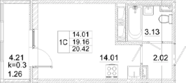 Купить Студию в новостройках в ЖК Аэросити в Санкт-Петербурге. Вариант № 8999540, 0, площадь -  квм, цена 4226940 рублей