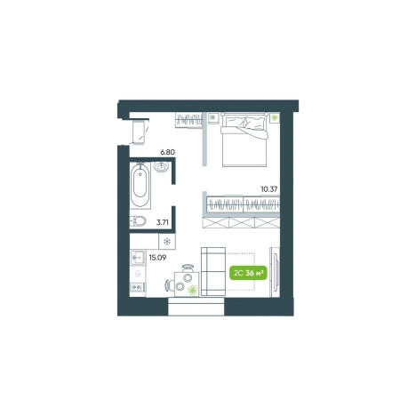 Купить однокомнатную квартиру в новостройках на улице В. Высоцкого в Новосибирске. Вариант № 10026562, 0, площадь -  квм, цена 6318000 рублей