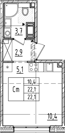 Купить Студию в новостройках у метро Ладожская в Санкт-Петербурге. Вариант № 6244314, 0, площадь -  квм, цена 8080865 рублей