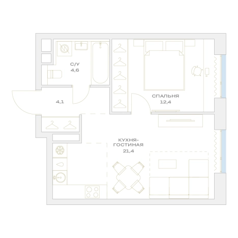 Купить двухкомнатную квартиру в ЖК Детали в Москве. Вариант № 10095040, 0, площадь -  квм, цена 12239489 рублей
