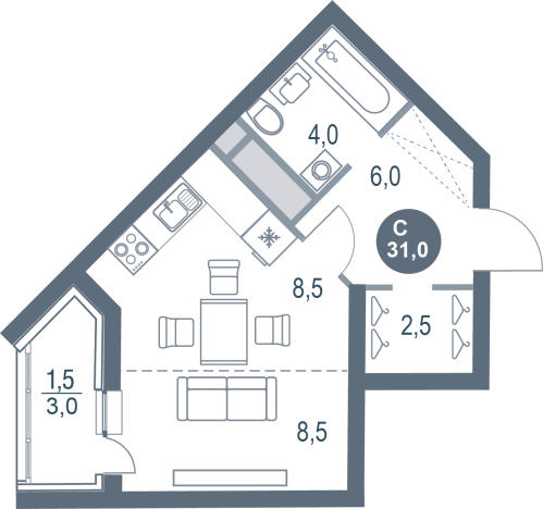 Купить Студию в новостройках в Котельниках. Вариант № 8891899, 0, площадь -  квм, цена 6017783 рублей