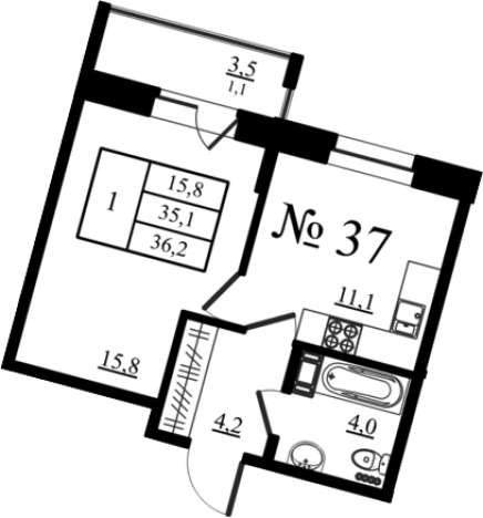 Купить однокомнатную квартиру в новостройках в Гатчине. Вариант № 7260090, 0, площадь -  квм, цена 6158380 рублей