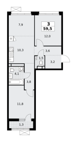 Купить трехкомнатную квартиру в ЖК Родные кварталы в Москве. Вариант № 252790, 0, площадь -  квм, цена 15821645 рублей
