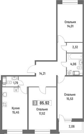 Купить четырехкомнатную квартиру в Мурине. Вариант № 8064928, 0, площадь -  квм, цена 15408796 рублей