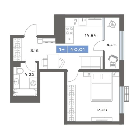 Купить однокомнатную квартиру в новостройках в Тобольске. Вариант № 92907, 0, площадь -  квм, цена 5300000 рублей