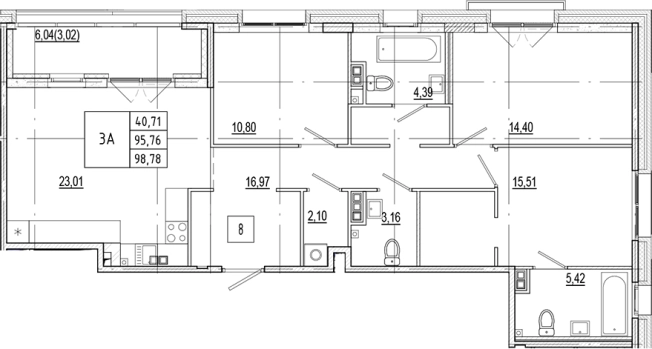 . Вариант № 5633594, 0, площадь - 95.76 квм, цена 37536400 рублей