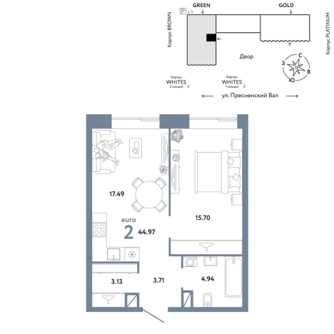 Купить двухкомнатную квартиру в ЖК Republic в Москве. Вариант № 10442002, 0, площадь -  квм, цена 41787400 рублей