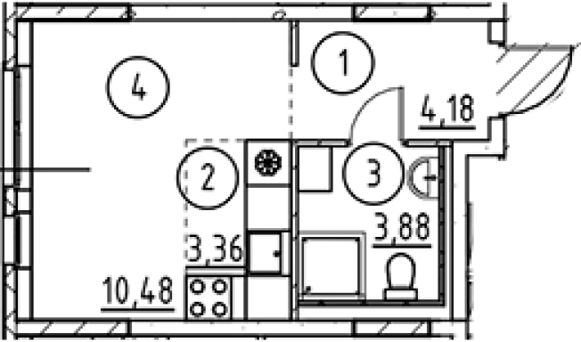 . Вариант № 6900302, 0, площадь - 21.9 квм, цена 4669934 рублей