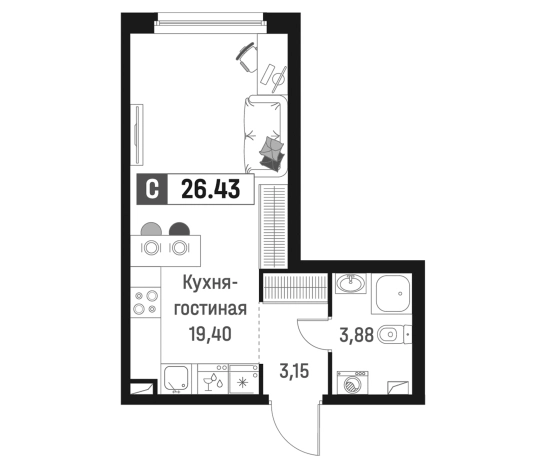 Купить Студию у метро Девяткино в Мурине. Вариант № 6867305, 0, площадь -  квм, цена 5012099 рублей