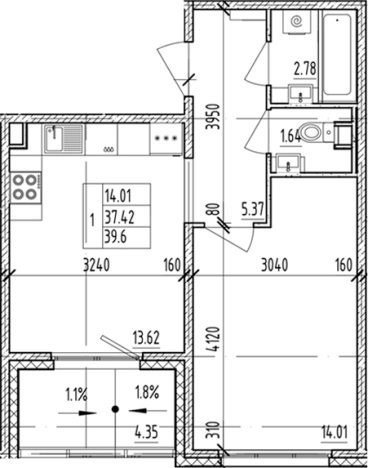 Купить однокомнатную квартиру у метро Проспект Ветеранов в Ленинградской области. Вариант № 6854687, 0, площадь - квм, цена 8041730 рублей