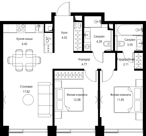 Купить двухкомнатную квартиру у метро Мякинино в Москве. Вариант № 150197, 0, площадь -  квм, цена 29896227 рублей
