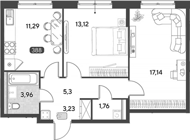 Купить двухкомнатную квартиру в Калужской области. Вариант № 120459, 0, площадь -  квм, цена 6594444 рублей