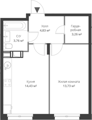 . Вариант № 6058262, 0, площадь - 40.01 квм, цена 6321689 рублей