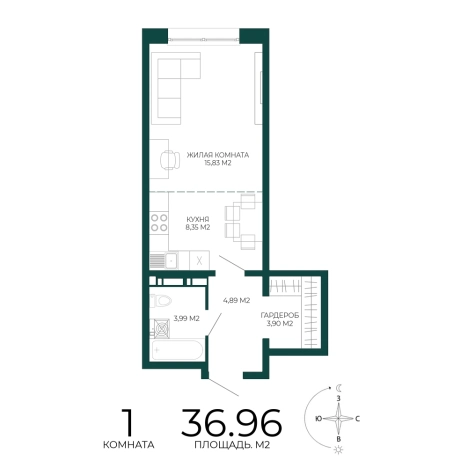 Купить однокомнатную квартиру в Микрорайоне Пенза-2, Железнодорожный район в Пензе. Вариант № 5388277, 0, площадь -  квм, цена 3400320 рублей