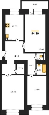 Купить квартиру в ЖК Зеленая Долина в Воронеже. Вариант № 2353477, 0, площадь -  квм, цена 9996000 рублей