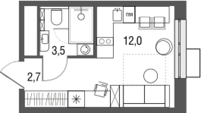 . Вариант № 78294, 0, площадь - 18.2 квм, цена 10004332 рублей