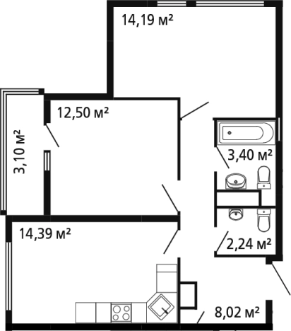 Купить двухкомнатную квартиру на улице Генерала Дьяконова в Химках. Вариант № 142904, 0, площадь -  квм, цена 10554045 рублей