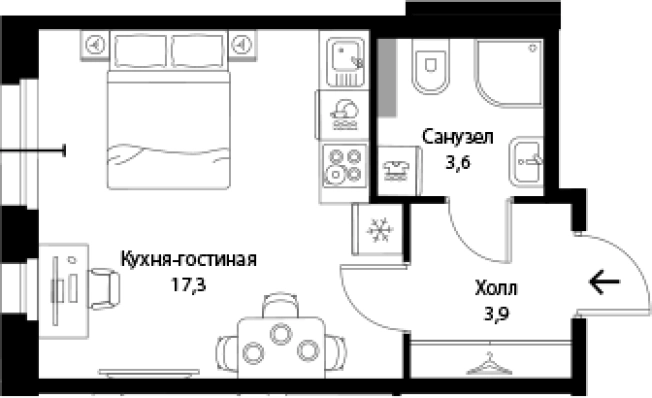 Купить Студию в Ленинградской области. Вариант № 7829739, 0, площадь -  квм, цена 5530400 рублей