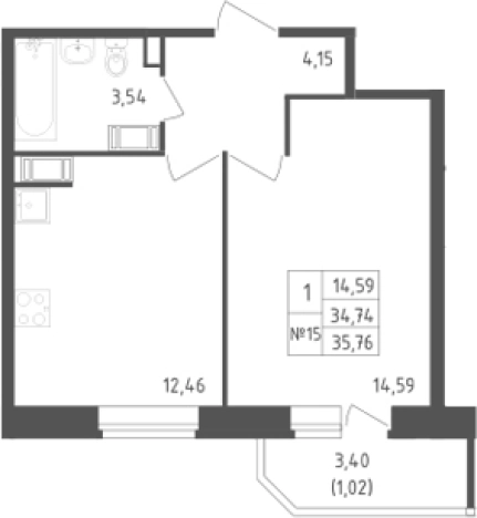 Купить однокомнатную квартиру в ЖК Живи! В Рыбацком в Санкт-Петербурге. Вариант № 6631024, 0, площадь -  квм, цена 10345227 рублей