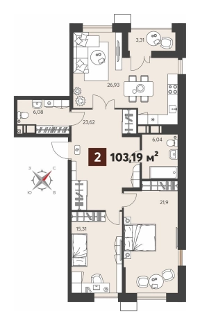 Купить двухкомнатную квартиру в ЖК Жилой комплекс "Ньютон" в Пензе. Вариант № 81462, 0, площадь - квм, цена 13920340 рублей