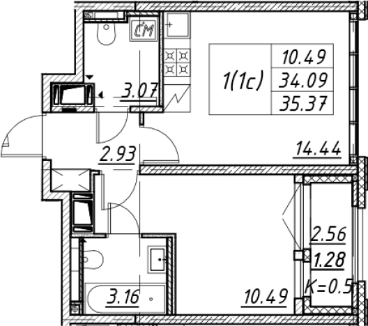 Купить двухкомнатную квартиру в новостройках у метро Елизаровская в Санкт-Петербурге. Вариант № 7849604, 0, площадь -  квм, цена 12153414 рублей