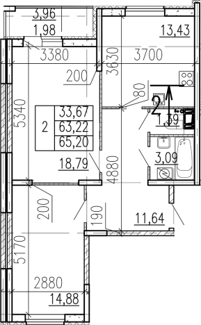 Купить двухкомнатную квартиру у метро Девяткино в Ленинградской области. Вариант № 9095330, 0, площадь -  квм, цена 9173000 рублей